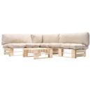 ARDEBO.de - 4-tlg. Paletten-Lounge-Set mit Kissen in Sandfarben Holz