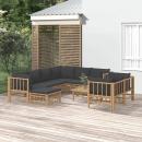 10-tlg. Garten-Lounge-Set mit Dunkelgrauen Kissen Bambus