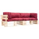 ARDEBO.de - 2-tlg. Outdoor-Sofa-Set Paletten mit Kissen in Rot Kiefernholz