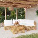 5-tlg. Garten-Lounge-Set mit Kissen Massivholz Teak