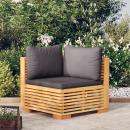 Garten-Ecksofa mit Dunkelgrauen Kissen Massivholz Teak