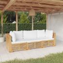 3-tlg. Garten-Lounge-Set mit Kissen Massivholz Teak