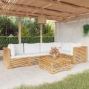 6-tlg. Garten-Lounge-Set mit Kissen Massivholz Teak