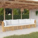 4-tlg. Garten-Lounge-Set mit Kissen Massivholz Teak