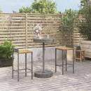 3-tlg. Gartenbar-Set Grau Poly Rattan & Massivholz Akazie