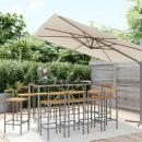 11-tlg. Gartenbar-Set Grau Poly Rattan & Massivholz Akazie