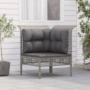 Garten-Ecksofa mit Kissen Grau Poly Rattan