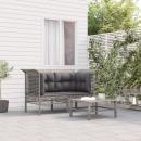 Garten-Ecksofas mit Kissen 2 Stk. Grau Poly Rattan