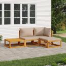 4-tlg. Garten-Lounge-Set mit Taupe Kissen Massivholz