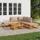 6-tlg. Garten-Lounge-Set mit Taupe Kissen Massivholz