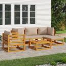 6-tlg. Garten-Lounge-Set mit Taupe Kissen Massivholz