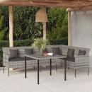 2-tlg. Garten-Essgruppe mit Kissen Grau Poly Rattan