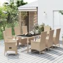 9-tlg. Garten-Essgruppe mit Kissen Beige Poly Rattan