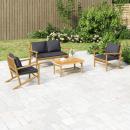 4-tlg. Garten-Lounge-Set mit Dunkelgrauen Kissen Bambus