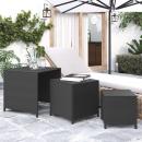 Satztische 3 Stk. Schwarz Poly Rattan