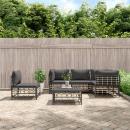 6-tlg. Garten-Lounge-Set mit Kissen Anthrazit Poly Rattan