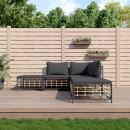 5-tlg. Garten-Lounge-Set mit Kissen Anthrazit Poly Rattan