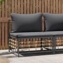 Garten-Mittelsofa mit Dunkelgrauen Kissen Poly Rattan