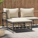 Gartenhocker mit Beige Kissen Poly Rattan