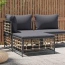 Gartenhocker mit Dunkelgrauem Kissen Poly Rattan