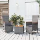 3-tlg. Garten-Lounge-Set Grau Poly Rattan & Massivholz Akazie