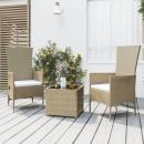 3-tlg. Garten-Lounge-Set Beige Poly Rattan & Stahl