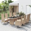 9-tlg. Garten-Essgruppe mit Kissen Beige Poly Rattan