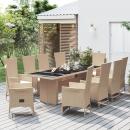 11-tlg. Garten-Essgruppe mit Kissen Beige Poly Rattan