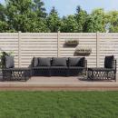 5-tlg. Garten-Lounge-Set mit Kissen Anthrazit Stahl