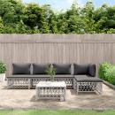 6-tlg. Garten-Lounge-Set mit Kissen Weiß Stahl