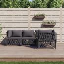 4-tlg. Garten-Lounge-Set mit Kissen Anthrazit Stahl