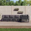 5-tlg. Garten-Lounge-Set mit Kissen Anthrazit Stahl