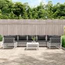 8-tlg. Garten-Lounge-Set mit Kissen Weiß Stahl