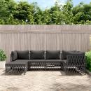 6-tlg. Garten-Lounge-Set mit Kissen Anthrazit Stahl