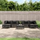 8-tlg. Garten-Lounge-Set mit Kissen Anthrazit Stahl