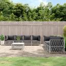 9-tlg. Garten-Lounge-Set mit Kissen Weiß Stahl