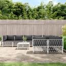 9-tlg. Garten-Lounge-Set mit Kissen Weiß Stahl