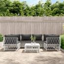 7-tlg. Garten-Lounge-Set mit Kissen Weiß Stahl