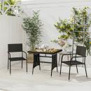 3-tlg. Garten-Essgruppe Poly Rattan Schwarz