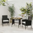 3-tlg. Garten-Essgruppe Poly Rattan Schwarz