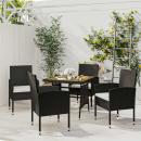 5-tlg. Garten-Essgruppe Poly Rattan Schwarz