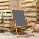 Strandstuhl Klappbar Massivholz Teak Grau