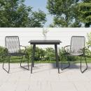 3-tlg. Garten-Essgruppe Schwarz PVC Rattan