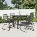 5-tlg. Garten-Essgruppe Schwarz PVC Rattan