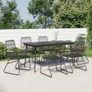 7-tlg. Garten-Essgruppe Schwarz PVC-Rattan