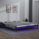 Massivholzbett mit LEDs Grau 160x200 cm