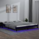 Massivholzbett mit LEDs Schwarz 120x190 cm