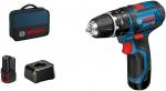 Bosch GSB 12V-15 Professional, Akku-Schlagbohrschrauber mit 2x 2,0Ah-Li-Ion-Akku, Softbag (06019B690H)