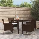 5-tlg. Garten-Essgruppe mit Kissen Braun Poly Rattan