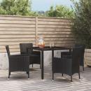 5-tlg. Garten-Essgruppe mit Kissen Schwarz Poly Rattan